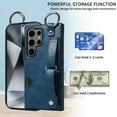 thumbnail image 2 of Allytech Wallet Case for Samsung Galaxy S24 Ultra, [Card Slot] [Ring Buckle] [Adjustable Wristband with Snap Buckles] Premium PU Leather Kickstand Shockproof Case Cover for Women Men - Blue, 2 of 10