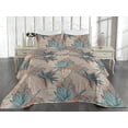 thumbnail image 2 of Ambesonne Tropical Quilted Bedspread Set 3 Pcs, Jungle Leaves Hand-Drawn, Queen, Pale Rust and Blue Grey, 2 of 4