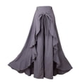 thumbnail image 4 of FANTADOOL Wrap Skirts Women Casual Fashion Navy Chiffon Tie-Waist Ruffle Wide Leg Loose Pants, 4 of 6