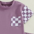 thumbnail image 6 of Baby Boy Summer Clothes Toddler Boys Outfit Plaid Patchwork Short Sleeve T-Shirt Tops and Stretch Shorts Set, 6 of 6