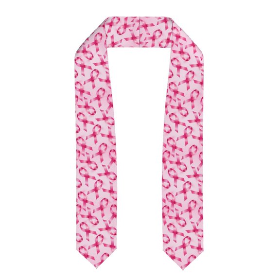 Fuzoiu Breast Cancer Ribbons Awareness Print Graduation Sash,Graduation Stole,Unisex Adult Graduation Stole Shawl 91" Long,for Academic Commencements Shawl-Flattened