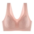 thumbnail image 2 of Ahuyic Womens Bra,Summer Plus Size Bra,Womens Embroidery Fashion Thin Style Ventilate Front Buckle Bra Without Steel Rim,Red,XL, 2 of 3