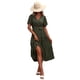 thumbnail image 2 of VISgogo Vestido Midi Elegante de Verano para Mujer, Vestido de Manga Corta con Cuello en V de Color Sólido con Cinturón para Fiesta en la Playa VISgogo  moda, 2 of 4