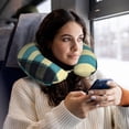 thumbnail image 6 of Travel Pillow Memory Foam, Head Neck Support Airplane Pillow For Traveling, Car, Home, Travel Neck Flight Pillow 12 Inches Paleturquoise Buffalo Plaid Check Tartan Scotland_2, 6 of 8