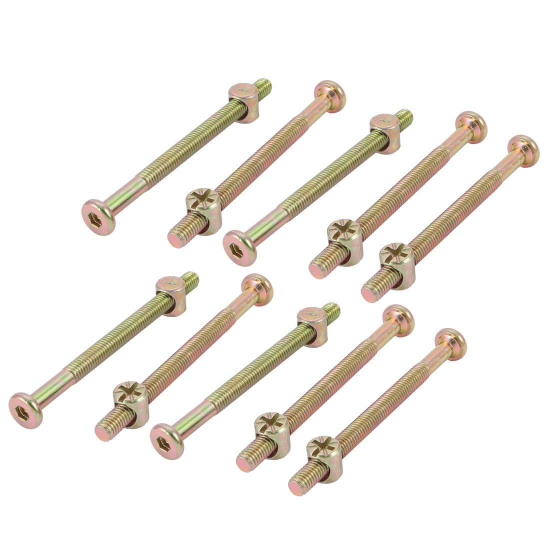 M6x80mm 63mm Length Thread Hex Socket Drive Bolt w Barrel Nut Cross