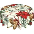 thumbnail image 4 of Merry Christmas Round Tablecloth Washable Table Cover for Home Kitchen Dining Picnic Party 60 Inch, 4 of 6