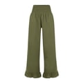 thumbnail image 6 of FYDUU Womens Casual Pants High Waisted Wide Leg Pants Summer Comfortable Everyday Long Trousers Lightweight Breathable Wear Soft Pants, 6 of 7