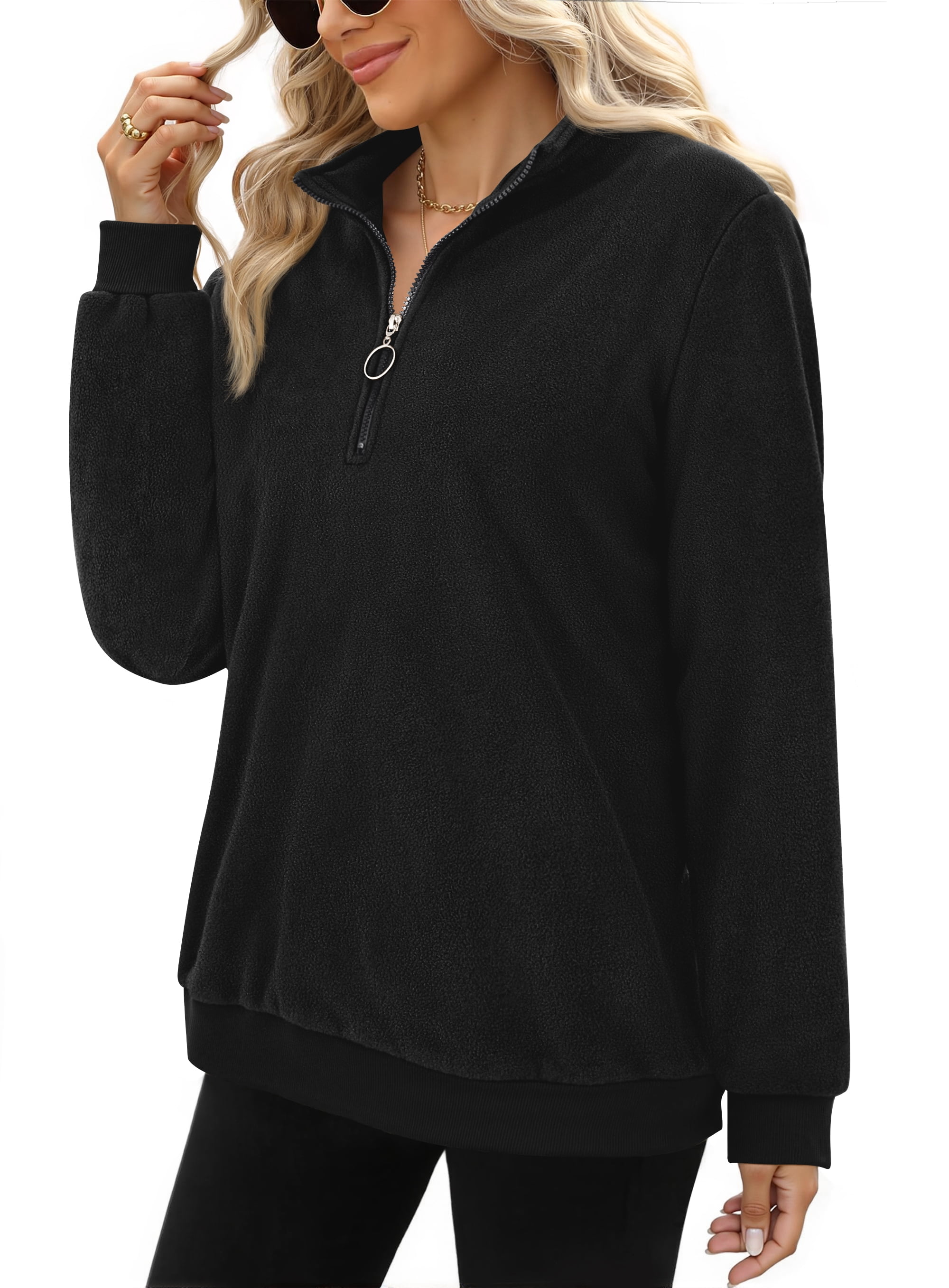Polar Fleece Sweatshirts for Women Quarter Zip Long Sleeve Tops Pullover Womens Sweatshirts