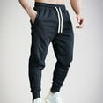 thumbnail image 2 of YLSDY Mens Heavyweight Cargo Sweatpants Fleece Joggers Baggy Sweat Pants Elastic Waist Drawstring Hiking Pants with Pockets Black M, 2 of 9