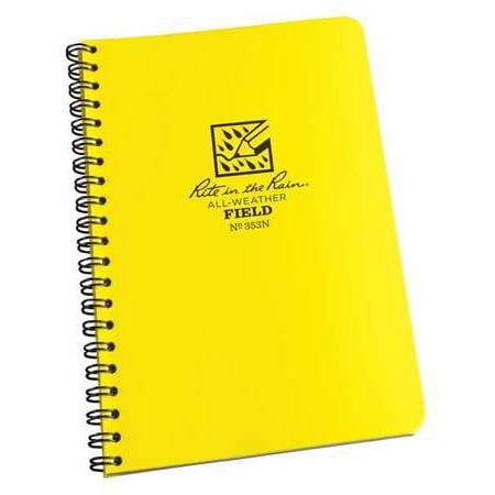 RITE IN THE RAIN 353N Spiral Notebook, Field, 4-5/8x7, 64Pg
