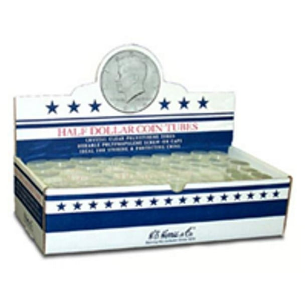 WHITMAN WH1282 Coin Tubes Half Dollar, Clear 100 Per Box