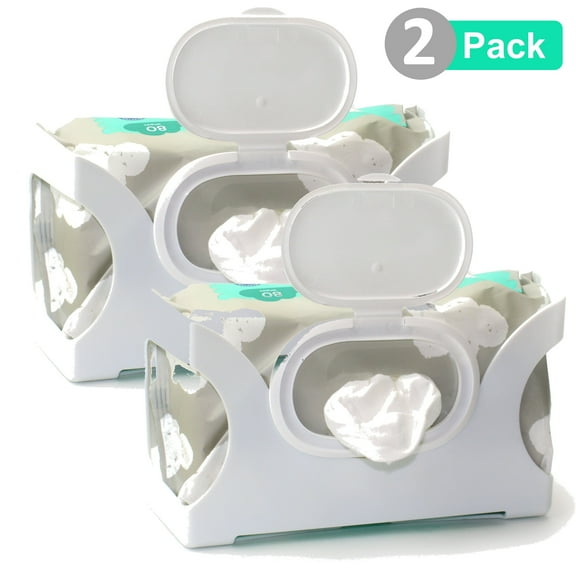 Gadjit Baby Wipes Wall Mounted Dispenser (2 Pack) | Mounts on a Wall Baby Wipe Holder and Holds Up to a 84 Count Pack of Wipes | Keeps Wipes Within Easy Reach | One-Handed Wipes Dispensing