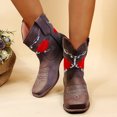 thumbnail image 5 of Tejiojio Fall Clearance Women's Fshion Winter Embroidered Rose Retro Low Heel Boots Shoes, 5 of 9