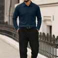 thumbnail image 4 of Men's Corduroy Pullover Polo Shirt Long Sleeve Slim Fit Chest Pocket Business Casual Golf Top, 4 of 8