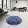 thumbnail image 3 of Ahgly Company Indoor Rectangle Mid-Century Modern Blue Oriental Area Rugs, 5' x 8', 3 of 6