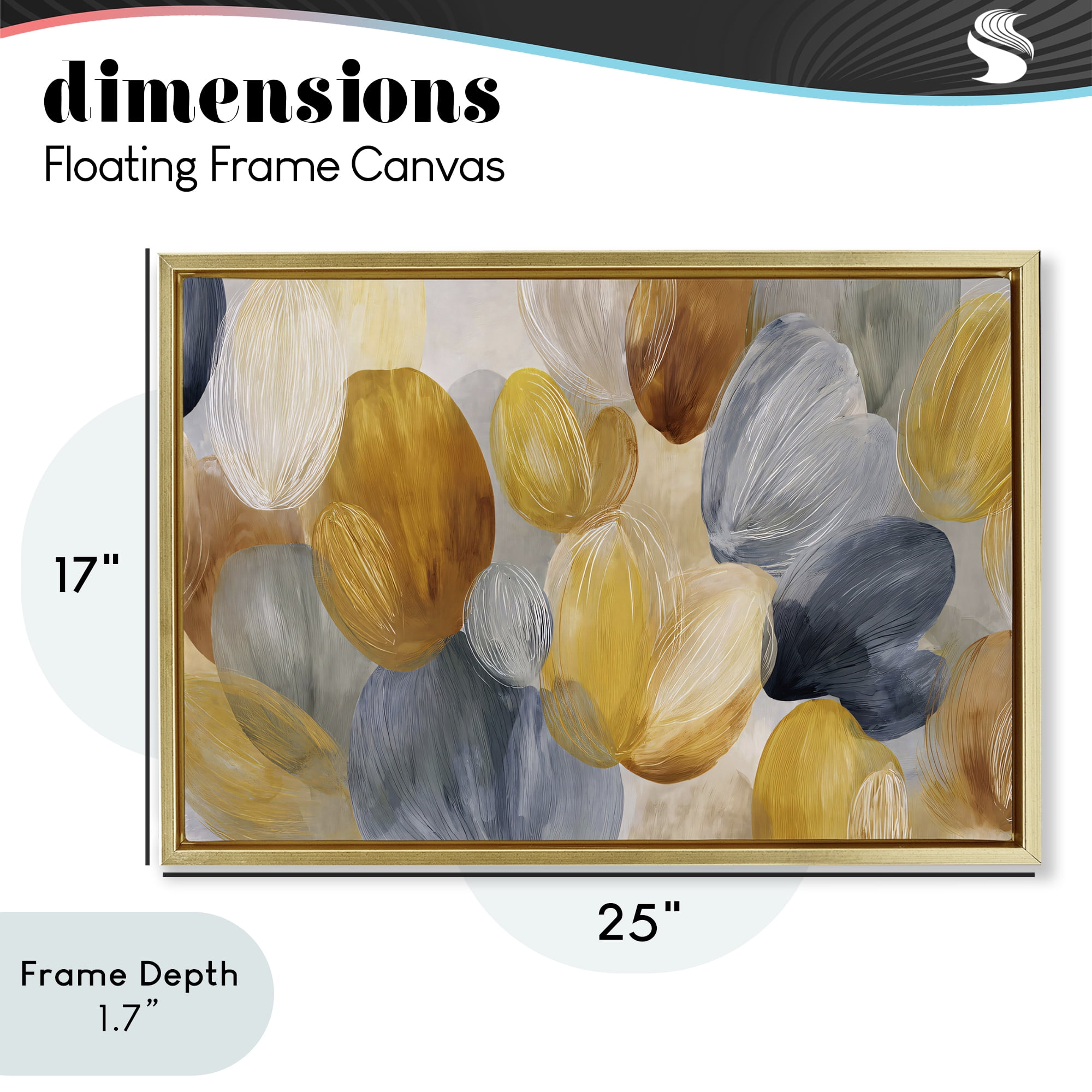 Stupell Industries Warm Oblong Layered Shapes Gold Framed Floater Canvas Wall Art, design by Jacky Ngan