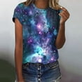 thumbnail image 2 of XAOFW Women's T-Shirts Carnival Short Sleeve Crewneck Galaxy Printed Fashion T Shirt Leisure Wear Loose Fit Tee Shirts Outdoor Activities Breathable Stylish Tops, 2 of 4