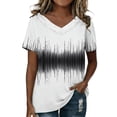 thumbnail image 3 of Craaazy Women's Summer Casual V Neck Tops Lace Trim Floral Print Loose Fit Short Sleeve Blouses Gift, 3 of 5