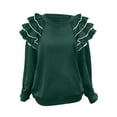 thumbnail image 3 of UTSJKR Sweatshirt for Women Fashion Winter Irregular Sleeve Crewneck Pullover Solid Casual Loose Fit Oversized Ladies Shirts Green L, 3 of 8