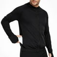 thumbnail image 4 of Fengqque Men Solid Color Long Sleeved Hoodie Full Zip Lightweight Breathable Coat with Thumb Hole Black XXXL(XXXL), 4 of 5