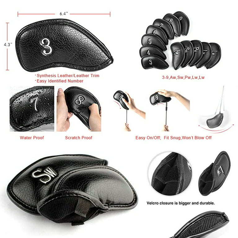 Golf Iron Club Head Covers  12 pcs/set Premium Leather - Golf For One