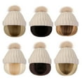thumbnail image 7 of YEKEYI Warm Knitted Beanie Hat with Hair Straight Hair Extension Synthetic Hairpiece Beanie Wig Hair Extensions, 7 of 7