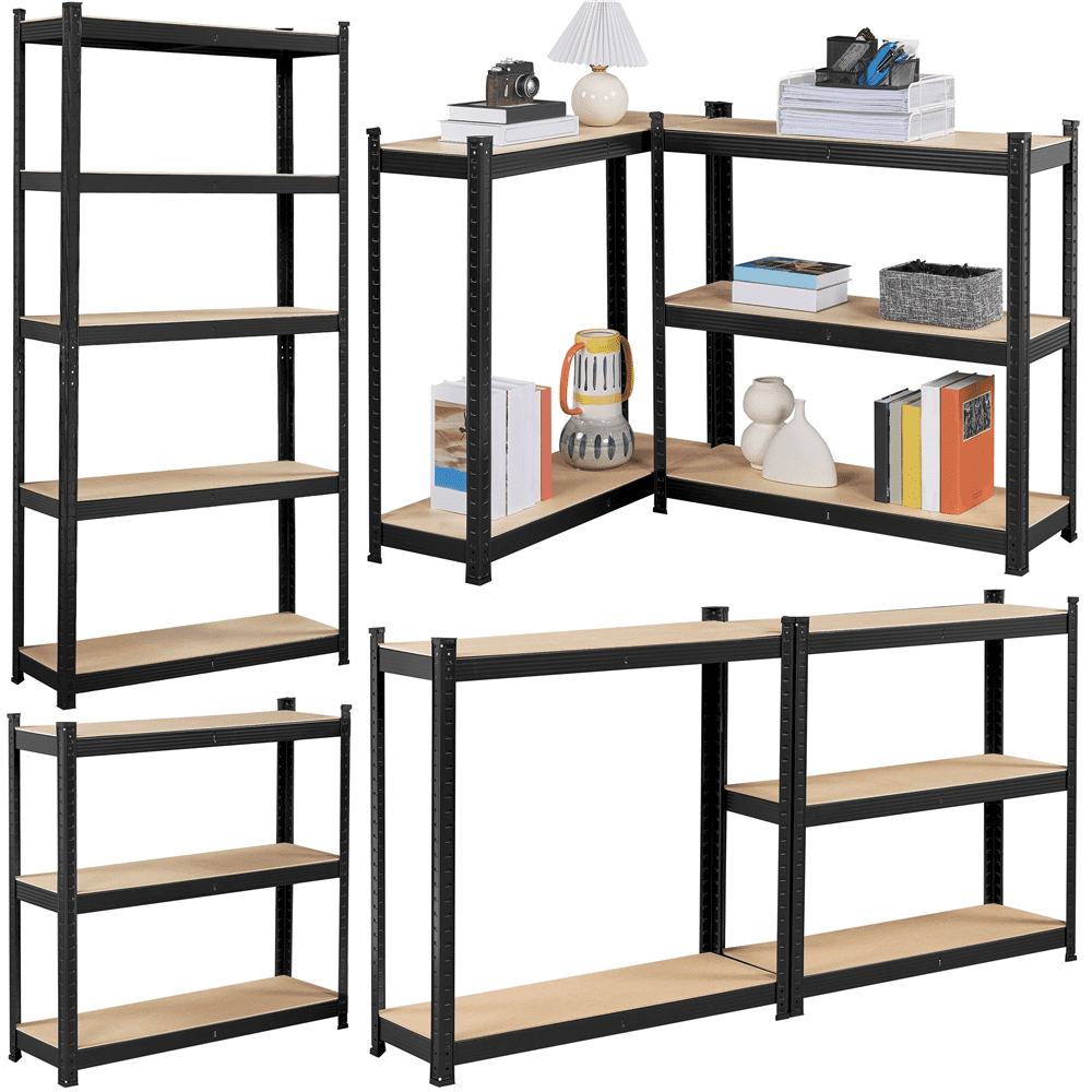 Alden Design 5-tier Adjustable Steel Storage Shelf Unit, Black, 2 Pack