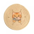 thumbnail image 1 of Cotton Hand-woven Braided Round Coaster,Creative Cute Cat Cartoon Cup Placemat Bowls Spoon Mats Pad for Kitchen Supplies, 1 of 3