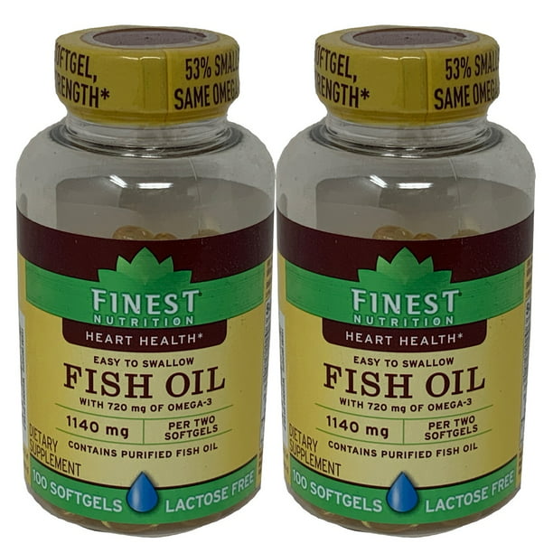 Finest Nutrition (2-Pack) Half-the-Size Fish Oil 1140 mg ...