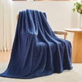 thumbnail image 6 of Super Soft Queen Blanket Navy Premium Silky Flannel Fleece 3D Waffle Checkered Lightweight Bed Blanket All Season Use (Dark Navy, Queen(90"x90")), 6 of 6