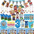 thumbnail image 2 of Juego de vajilla de la patrulla canina, decoración de fiesta de cumpleaños, pegatinas, pancarta LLavero de globos azules, de Mantel telón de fondo, recuerdos de fiesta para niños, 2 of 4