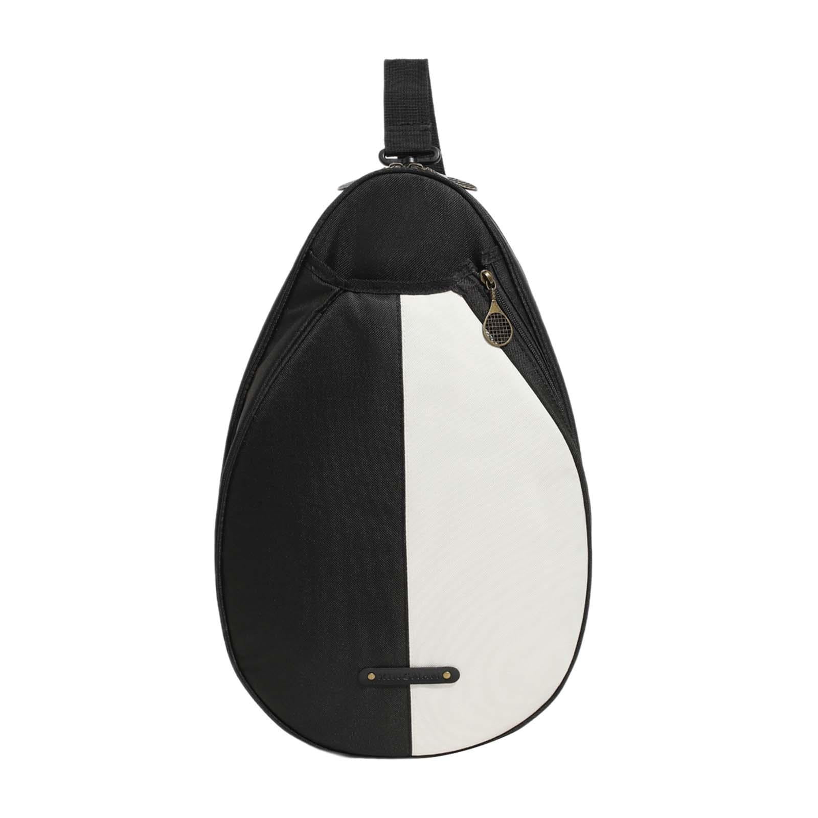 Baoblaze Tennis Bag Chest Shoulder Purse Women Tennis Racket Bag Black White