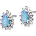 thumbnail image 2 of Sterling Silver Cheryl M Rh-P Cz Created Blue Opal Stud Earrings (14.23 X 11.24) Made In China qcm1405, 2 of 5