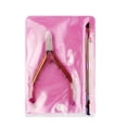 thumbnail image 2 of 2/3Pcs/Set Stainless Steel Nail Art Cutter Scissor 2 Ways Cuticle Clipper Pusher Dead Skin Remover Kit Manicure Pedicure Tools Sanding Kit Cuticle Pusher Nipper Scissor (2pcs rose gold), 2 of 2