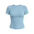 thumbnail image 4 of Jamsmile Women T-Shirts Summer Solid Color Crew Neck Ribbed T Shirts Slim Fitted Formal Casual Basic Tee Shirts Crop Tops, 4 of 4
