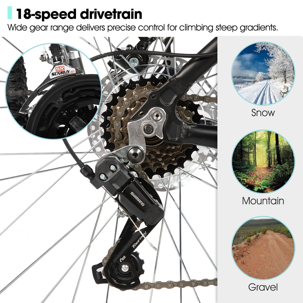 Hiland 27 Inch Mountain Bike, 18 Speed MTB with Dual Disc Brake, Mountain Bike for Men , Aluminium Frame Bicycle