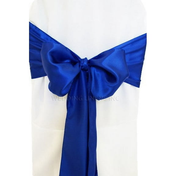 Wedding Linens Inc. (10pcs) 8" x 108" Satin Chair Sashes Chair Sash Bow ties for Wedding Party Catering Banquet Decoration Events - RoyalBlue
