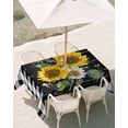 thumbnail image 3 of 54x80 Inch Outdoor Tablecloth with Umbrella Hole Zipper Rectangle Spring Yellow Flowers Rectangular Tablecloths Outside Waterproof Check Oil Painting Vintage Patio Table Cloth Cover for Picnic Party, 3 of 8