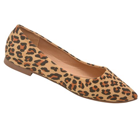 Weeboo - Weeboo Adult Tan Leopard Pattern Pointed Toe Slip-On Trendy ...