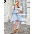 thumbnail image 6 of Arshiner Girls Dresses Ruffle Long Sleeve High Low Flowy Swing Casual Party Dresses with Pockets, 6 of 6