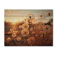thumbnail image 3 of Designart "Sunset Dandelion landscape II" Floral Print on Natural Pine Wood, 3 of 5