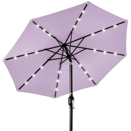 Best Choice Products 10ft Solar LED Lighted Patio Umbrella w/ Tilt Adjustment, UV-Resistant Fabric - Lavender