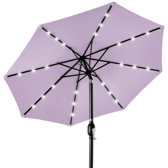 Best Choice Products 10ft Solar LED Lighted Patio Umbrella w/ Tilt Adjustment, UV-Resistant Fabric - Lavender