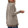 thumbnail image 5 of Tunic Tops to Wear with Leggings Long Sleeve Crew Neck T Shirts Casual Loose Fit Khaki M, 5 of 6