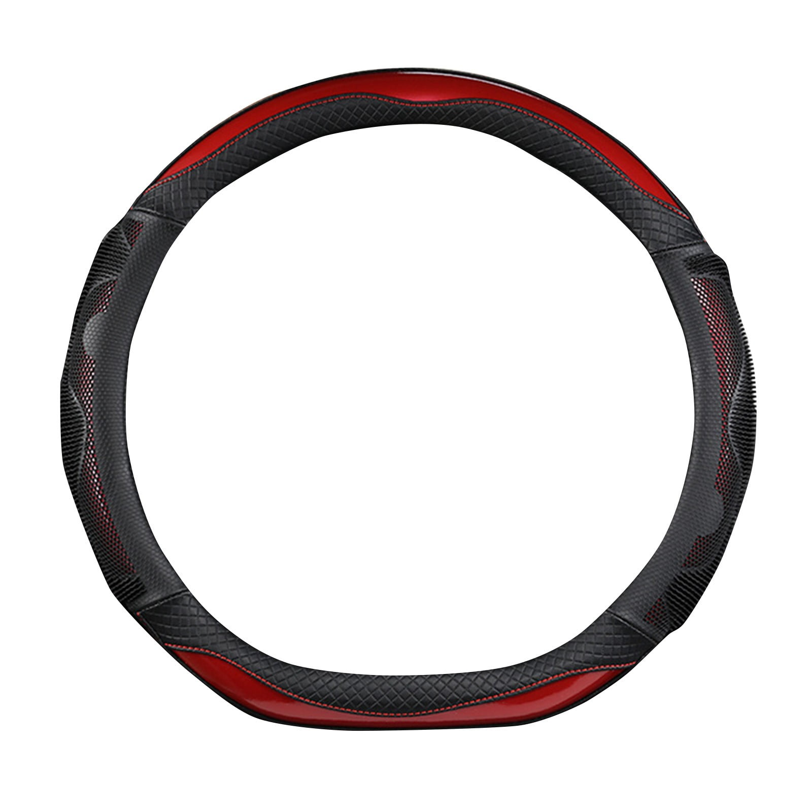 Honeycomb Leather Car Steering Wheel Cover, Non-Slip Universal Wheel Protector for Men and Women, Fashionable D-Shaped Grip, Comfortable Anti-Slip Interior Accessory