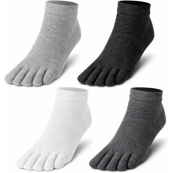Toe Socks for Men and Women, 4 Pairs of Cotton