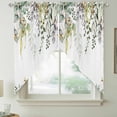thumbnail image 2 of Eucalyptus Swag Valances for Windows 2 Pack, Kitchen Window Curtains 36 Inch Length, Sage Green Botanical Weeping Leaf Privacy Swag Curtains for Living Room/Bathroom with Rod Pocket 36"x36", 2 of 8