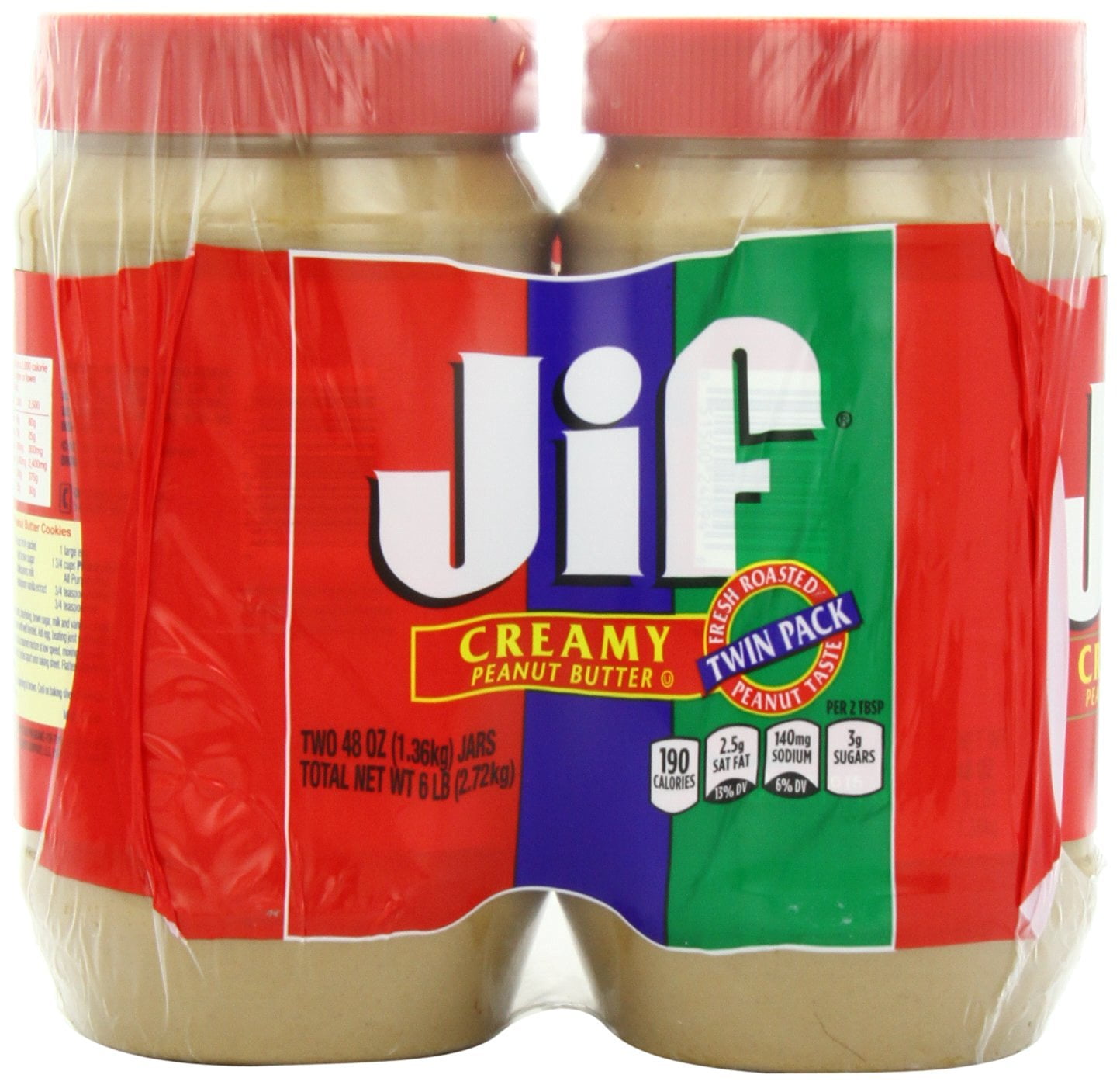 Jif Creamy Peanut Butter, 48 Ounce, 2 count