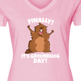 thumbnail image 4 of Inktastic Finally it's Groundhog Day Women's V-Neck T-Shirt, 4 of 5