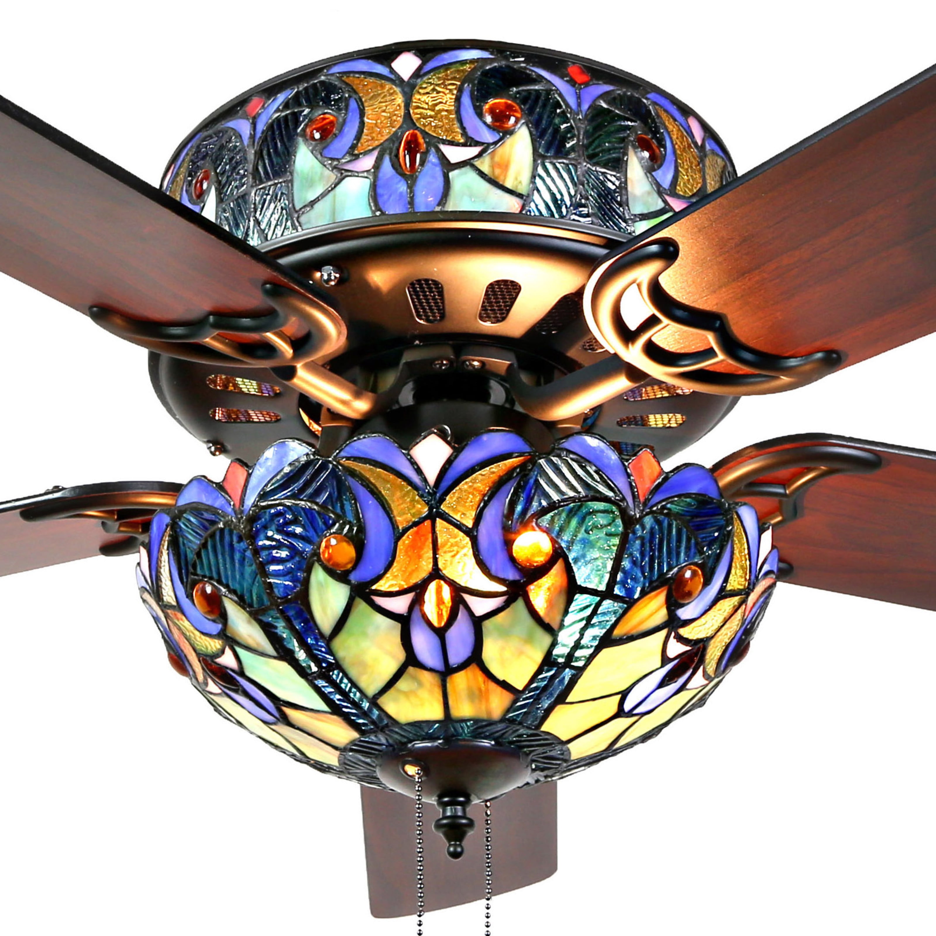 River Of Goods 52 Halston Stained Glass 5 Blade Ceiling Fan With